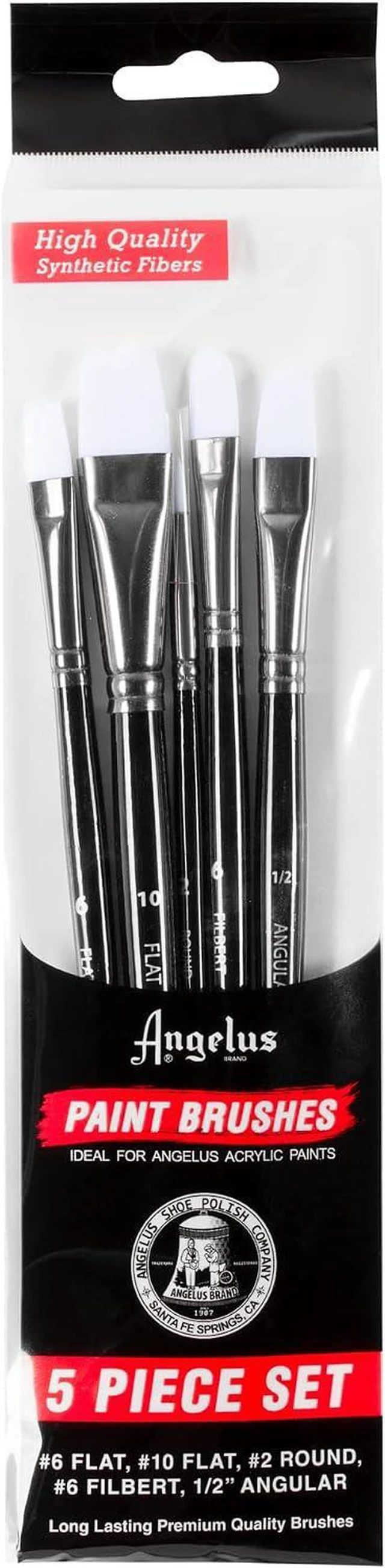 Alt view image 6 of 6 - Angelus Paint Brush Set Round Flat Angular Artist Acrylic Paint Brush Set Shoe paint Brush set (5 pcs)