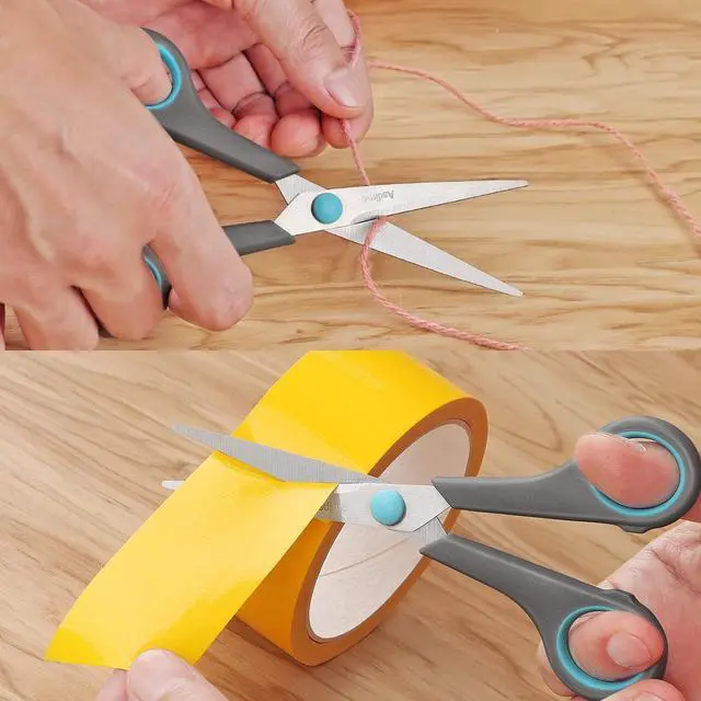 Alt view image 6 of 7 - Asdirne 6.4" Scissors, Stainless Steel Blades, Soft Grip Handle, Suitable for Households,Offices and Schools, All Purpose, Blue/Grey