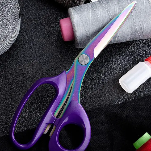 Alt view image 2 of 7 - Rust-proof Titanium Coated Stainless Steel Multipurpose 8 Rainbow&Purple Scissors Fabric Textile Dressmaking Craft Office Home Daily Use
