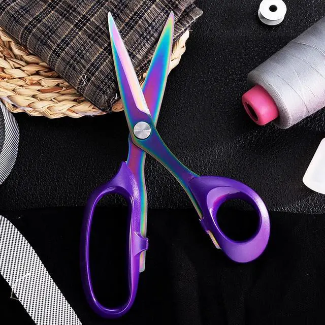 Alt view image 6 of 7 - Rust-proof Titanium Coated Stainless Steel Multipurpose 8 Rainbow&Purple Scissors Fabric Textile Dressmaking Craft Office Home Daily Use