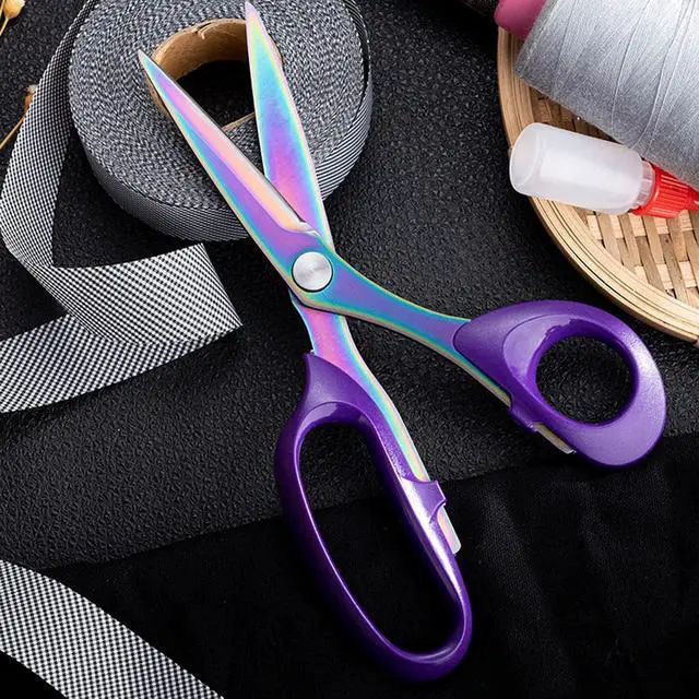 Alt view image 5 of 7 - Rust-proof Titanium Coated Stainless Steel Multipurpose 8 Rainbow&Purple Scissors Fabric Textile Dressmaking Craft Office Home Daily Use