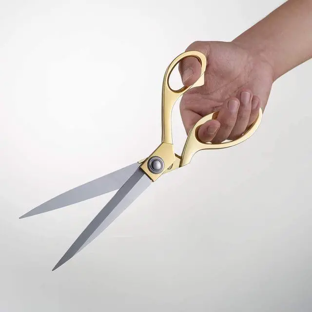 Alt view image 3 of 7 - 8.5 '' Gold Stainless Steel Sharp Tailor Scissors Professional Household Shears Craft Fabric Heavy Duty Cutting Sewing, Crafts, Home Kitchen Office