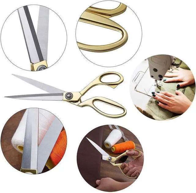 Alt view image 7 of 7 - 8.5 '' Gold Stainless Steel Sharp Tailor Scissors Professional Household Shears Craft Fabric Heavy Duty Cutting Sewing, Crafts, Home Kitchen Office