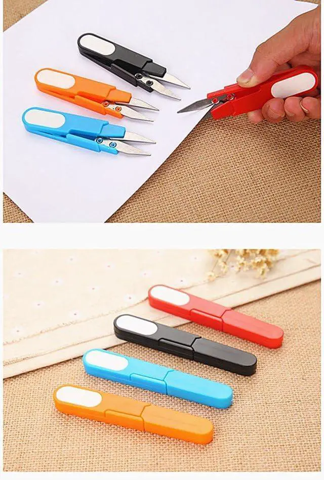 Alt view image 5 of 7 - HuanX35 4336853583 4pcs Portable Scissor Multipurpose U-Type Cutter Shear Protective Cover DIY Projects(4 Colors), Pack