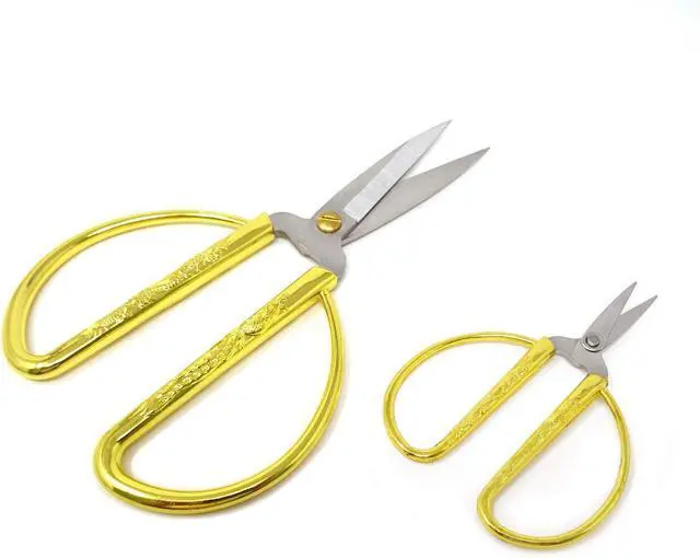 Main image of Honbay 2PCS Stainless Steel Sewing Scissors Traditional Chinese Household Scissors Tailor Scissors with Dragon and Phoenix Relief Design for Household Handicrafts Bonsai Kitchen (Large and Small)
