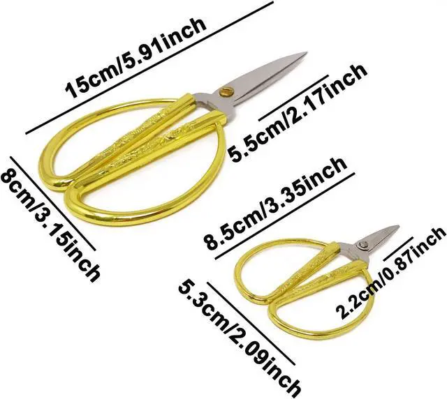 Alt view image 2 of 7 - Honbay 2PCS Stainless Steel Sewing Scissors Traditional Chinese Household Scissors Tailor Scissors with Dragon and Phoenix Relief Design for Household Handicrafts Bonsai Kitchen (Large and Small)