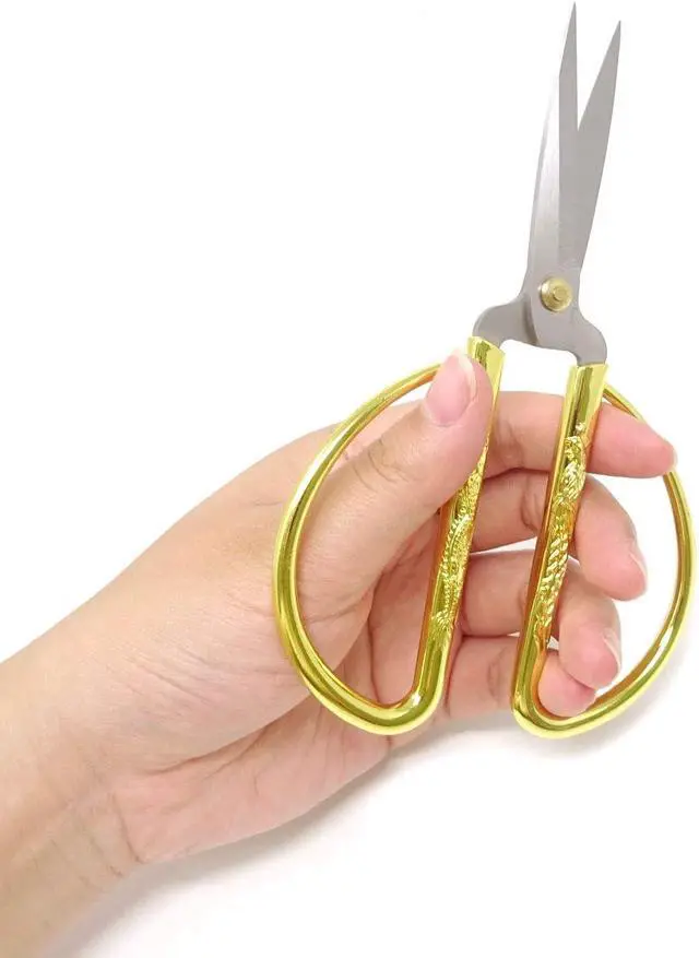 Alt view image 4 of 7 - Honbay 2PCS Stainless Steel Sewing Scissors Traditional Chinese Household Scissors Tailor Scissors with Dragon and Phoenix Relief Design for Household Handicrafts Bonsai Kitchen (Large and Small)