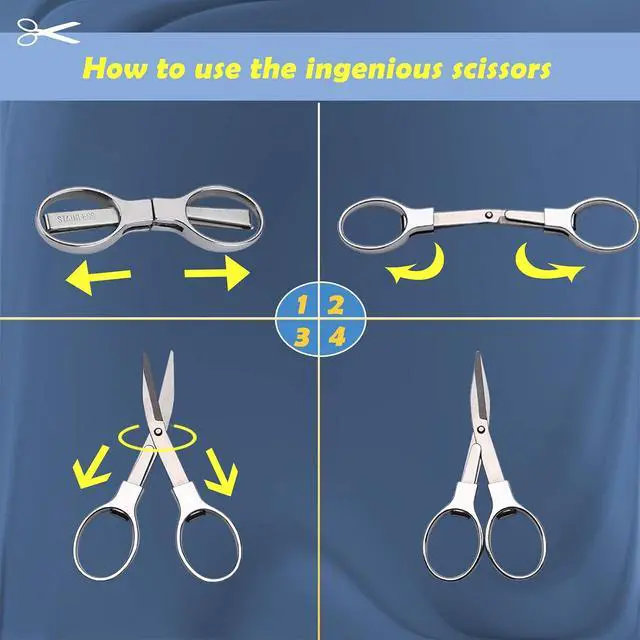 Alt view image 4 of 6 - Friker Folding Scissors,Portable Telescopic Cutter Pocket Badge Scissors