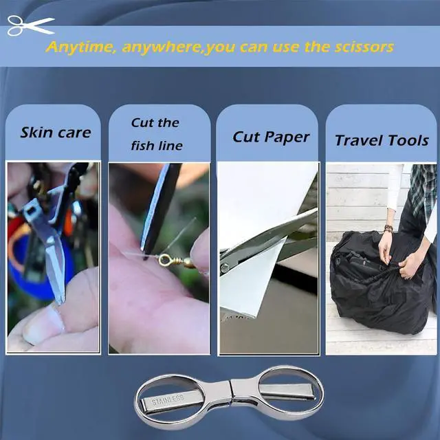 Alt view image 5 of 6 - Friker Folding Scissors,Portable Telescopic Cutter Pocket Badge Scissors