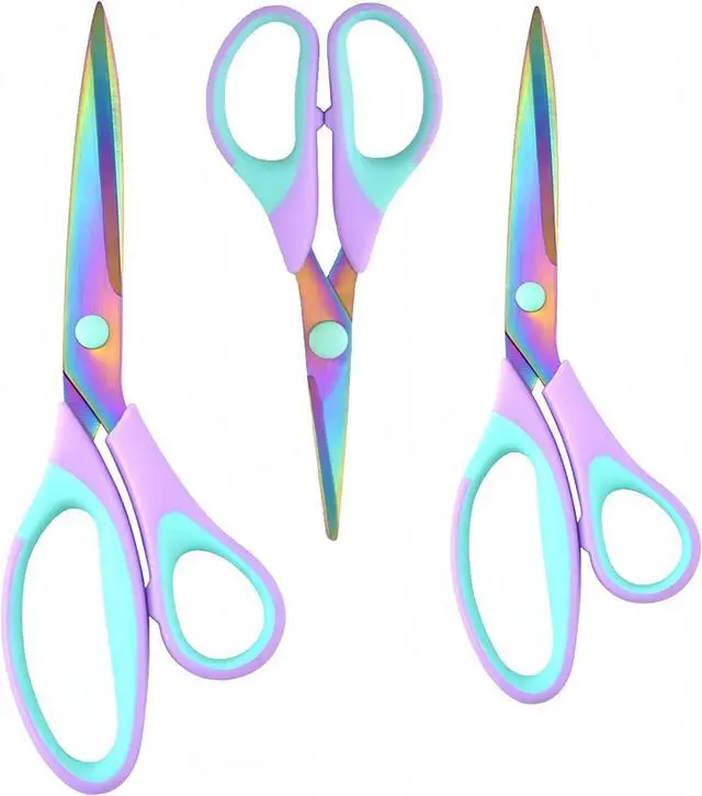 Main image of Craft Scissors 3 Pack, Purple Green, 5, 8, 10 inch