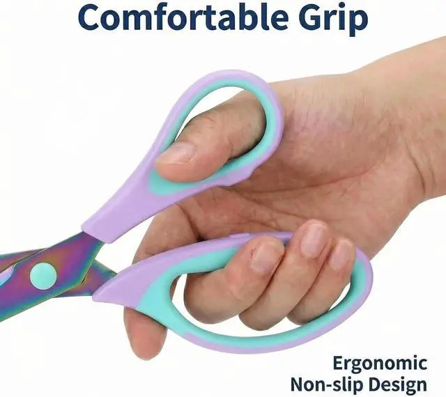Alt view image 3 of 5 - Craft Scissors 3 Pack, Purple Green, 5, 8, 10 inch