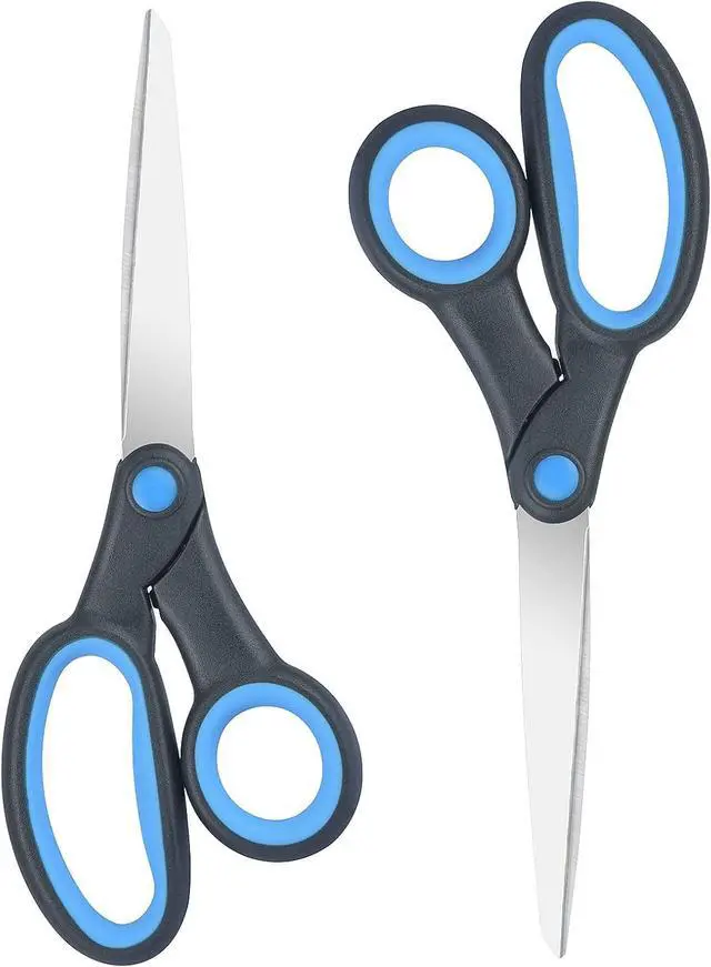 Main image of Left Handed Scissors for Adults Kids Student, 8 Inch 2-Pack, Black/Blue