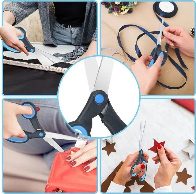 Alt view image 4 of 7 - Left Handed Scissors for Adults Kids Student, 8 Inch 2-Pack, Black/Blue