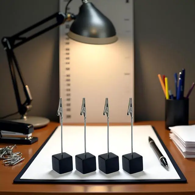 Alt view image 5 of 7 - 4Pcs Memo Clip Holders Stand with Alligator Clasp Pictures Card Paper Note Clip for Office Home Use, Office Memo Holders, Desk Accessories and Workspace Organizers