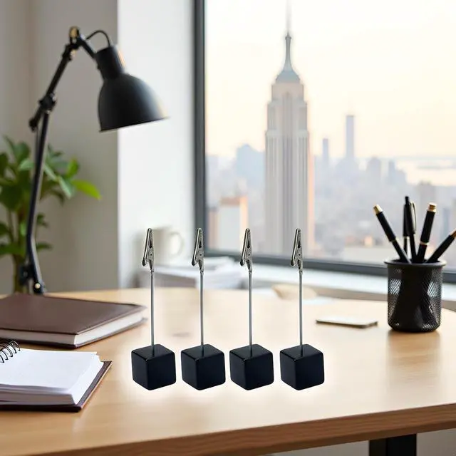 Alt view image 4 of 7 - 4Pcs Memo Clip Holders Stand with Alligator Clasp Pictures Card Paper Note Clip for Office Home Use, Office Memo Holders, Desk Accessories and Workspace Organizers