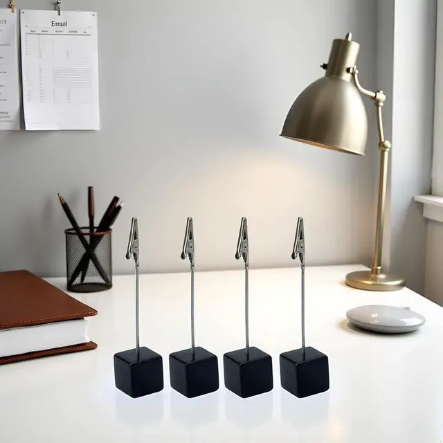 Alt view image 7 of 7 - 4Pcs Memo Clip Holders Stand with Alligator Clasp Pictures Card Paper Note Clip for Office Home Use, Office Memo Holders, Desk Accessories and Workspace Organizers