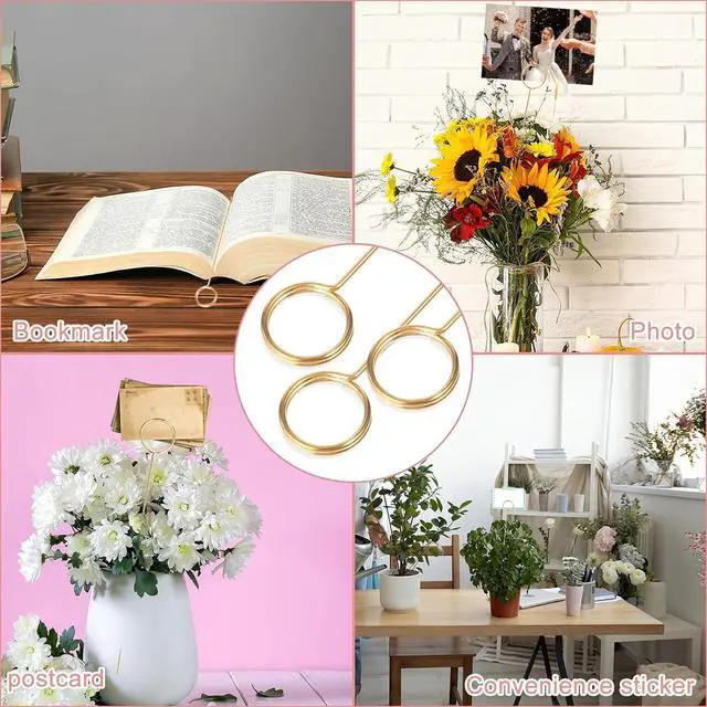 Alt view image 2 of 7 - 20 Pcs Floral Pick Card Holder Picture Holders Wire Clip for Tables, DIY Craft Gift Card Holder for Centerpieces Memo Holder Metal Place Card Holders for Party Birthday Office Cake Topper