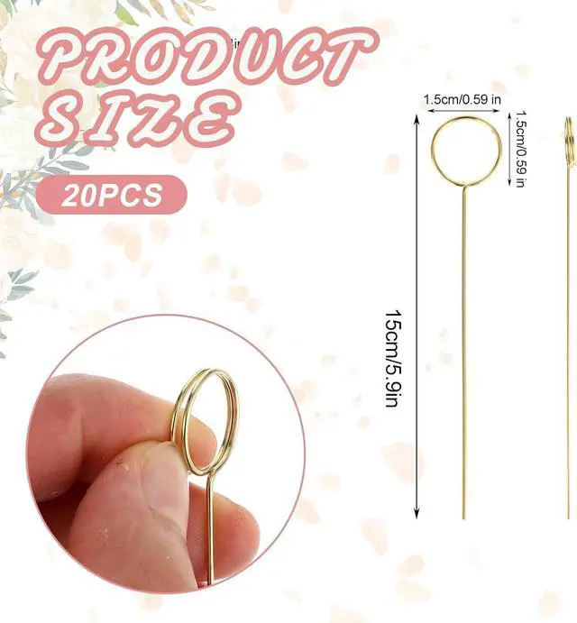 Alt view image 6 of 7 - 20 Pcs Floral Pick Card Holder Picture Holders Wire Clip for Tables, DIY Craft Gift Card Holder for Centerpieces Memo Holder Metal Place Card Holders for Party Birthday Office Cake Topper