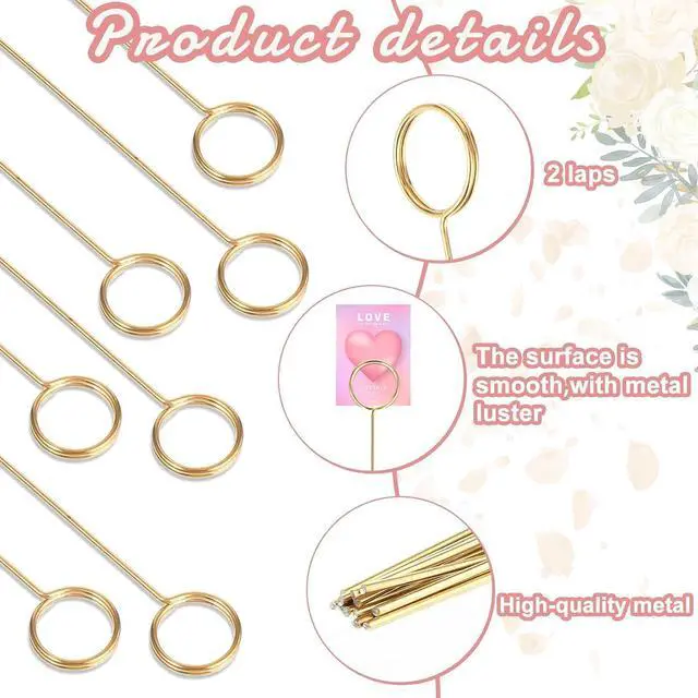 Alt view image 7 of 7 - 20 Pcs Floral Pick Card Holder Picture Holders Wire Clip for Tables, DIY Craft Gift Card Holder for Centerpieces Memo Holder Metal Place Card Holders for Party Birthday Office Cake Topper