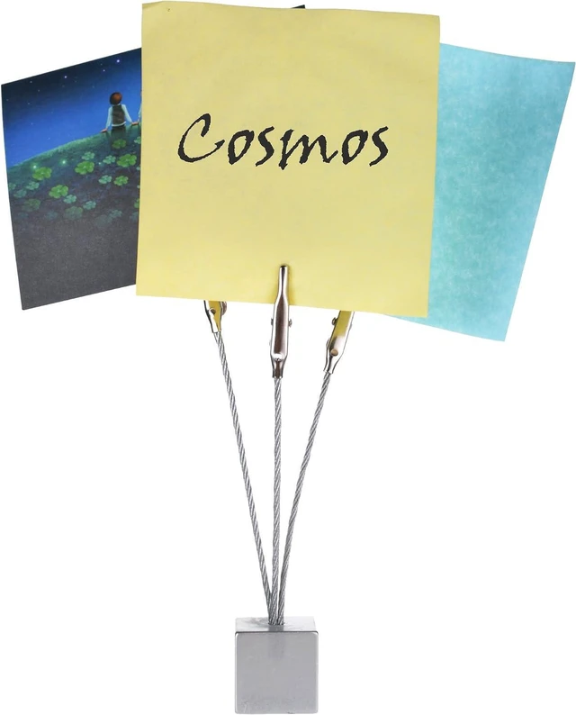 Alt view image 2 of 3 - Cosmos 3 Pcs Cube Base Memo Clips Holder with Alligator Clip Clasp for Displaying Number Cards
