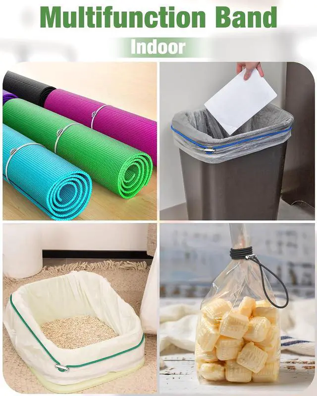 Alt view image 5 of 7 - Garbage Can Rubber Bands Cord Lock Adjustable Design Trash Can Bands Fits 4-33 Gallon Trash Cans (6pcs (black,grey,white))