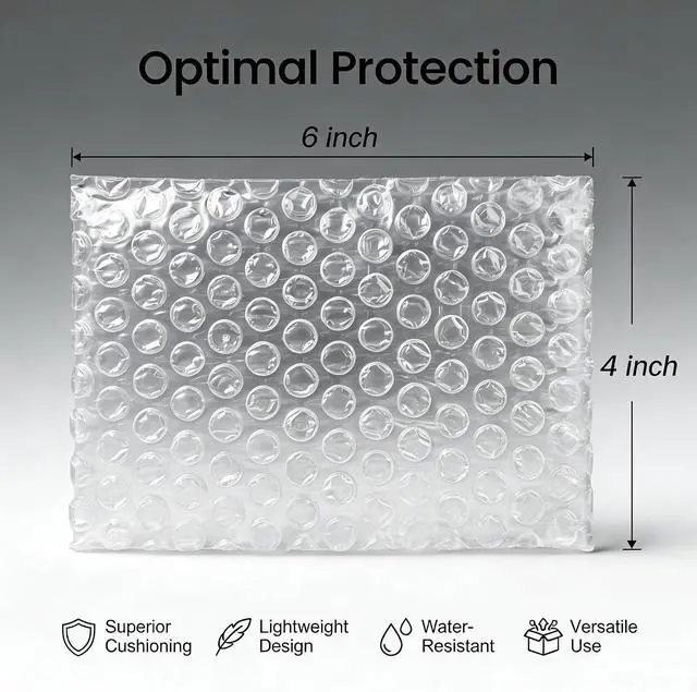 Alt view image 2 of 6 - 50 Pack Bubble Cushion Bags, 4×6 InchTransparent Non-Self-Sealing Bubble Cushion Bags, Plastic Shockproof Protective Packaging Bags, Suitable for Packing, Storing Fragile Items, Shipping and Moving.