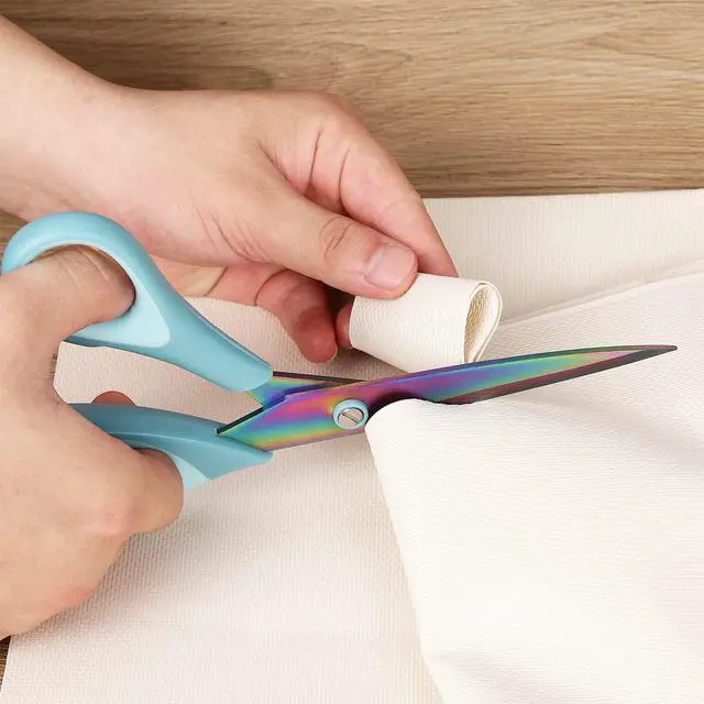Alt view image 2 of 7 - Craft Scissors, All Purpose Sharp Titanium Blade Shears, Comfortable Grips, School Scissors Set of 3 pack, Ideal for Office, Home, Sewing, Fabric, Kitchen, Arts and DIY Supplies, 9.3"/8.5"/5.6", Blue