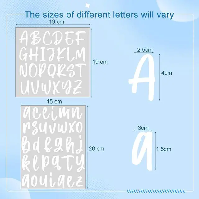 Alt view image 3 of 7 - Humyoun 6 Sheets UV DTF Cup Wrap Letter Stickers Vinyl Decals, White