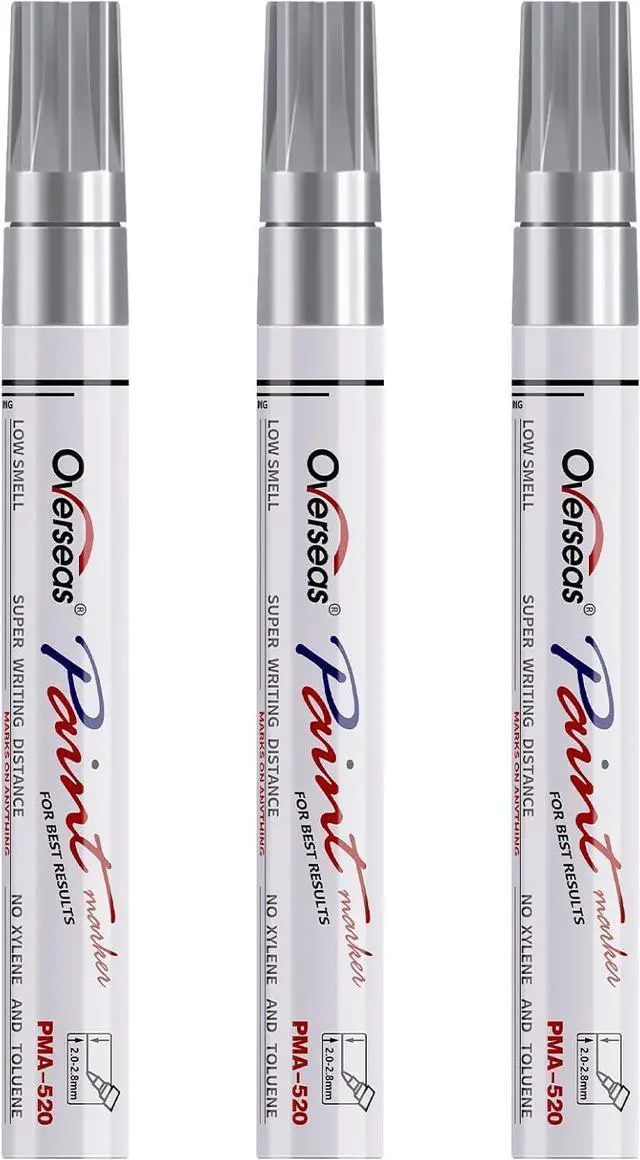 Main image of Overseas Silver Paint Pens Permanent Markers, 3 Oil Based Paint Makrers