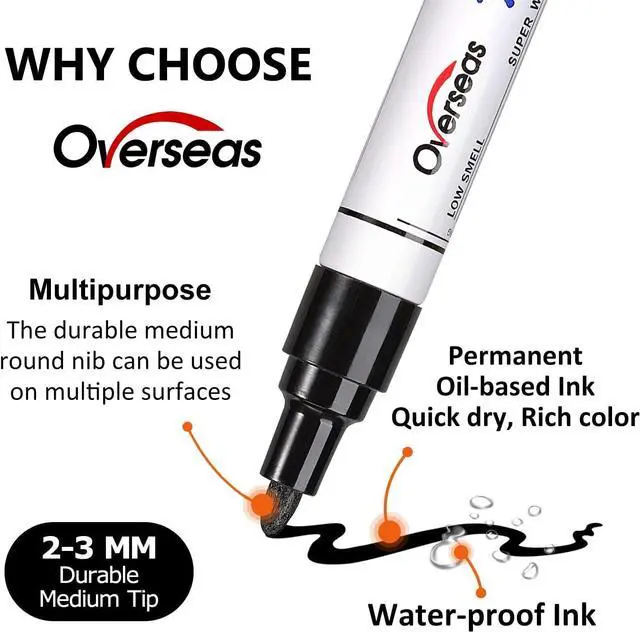 Alt view image 2 of 7 - Overseas Silver Paint Pens Permanent Markers, 3 Oil Based Paint Makrers