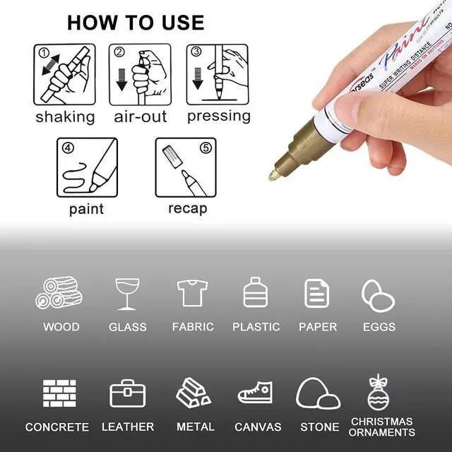 Alt view image 7 of 7 - Overseas Silver Paint Pens Permanent Markers, 3 Oil Based Paint Makrers