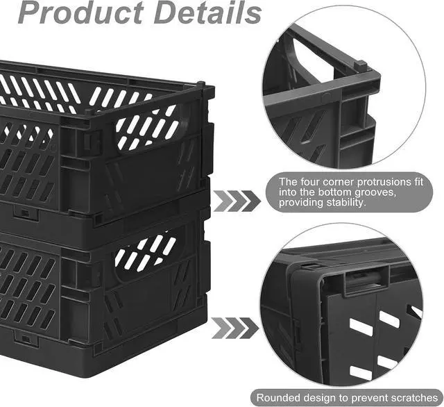 Alt view image 3 of 7 - 6 Pack Mini Foldable Small Plastic Baskets for Organizing and StorageCollapsible Storage Crates,Mini Bins for Home Kitchen Bedroom Bathroom Office (Black, Small 6x4x2.2)