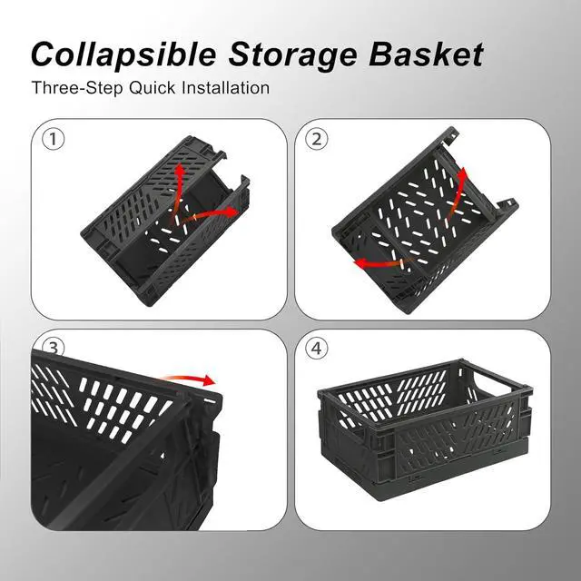 Alt view image 4 of 7 - 6 Pack Mini Foldable Small Plastic Baskets for Organizing and StorageCollapsible Storage Crates,Mini Bins for Home Kitchen Bedroom Bathroom Office (Black, Small 6x4x2.2)