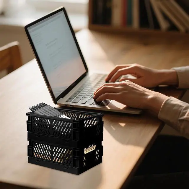 Alt view image 6 of 7 - 6 Pack Mini Foldable Small Plastic Baskets for Organizing and StorageCollapsible Storage Crates,Mini Bins for Home Kitchen Bedroom Bathroom Office (Black, Small 6x4x2.2)