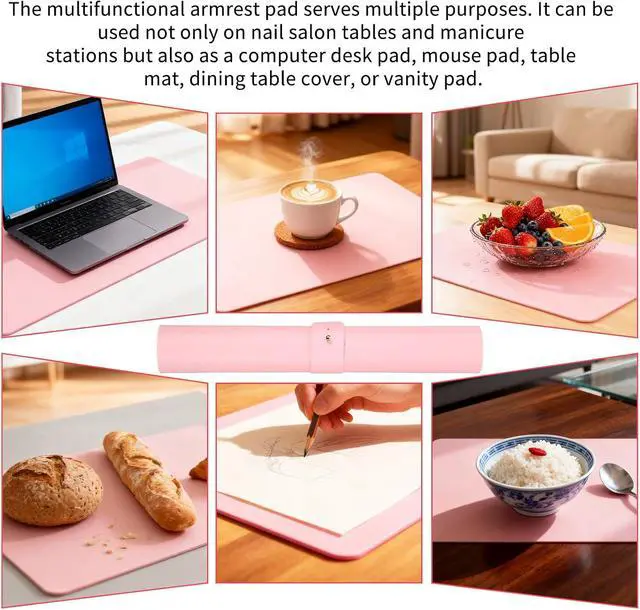 Alt view image 4 of 7 - 23.6 x 11.8in Foldable Nail Art Table Mat, Soft Microfiber PU Leather Nail Desk Mat, Double-Sided Waterproof Non-Slip Protective Pad for Nail Tech Salon, Professional Home Use