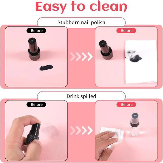 Alt view image 7 of 7 - 23.6 x 11.8in Foldable Nail Art Table Mat, Soft Microfiber PU Leather Nail Desk Mat, Double-Sided Waterproof Non-Slip Protective Pad for Nail Tech Salon, Professional Home Use