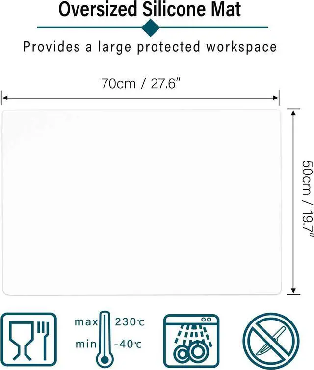 Alt view image 2 of 5 - Gartful Oversize Transparent Silicone Mat, Countertop Protector, 27.6X 19.7 inches Silicone Sheet for Crafts Resin Jewelry Casting Mat Pad Nonstick Table Placemat