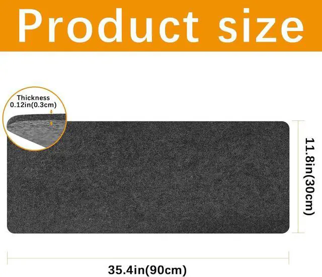 Alt view image 2 of 6 - Large Felt Desk mat 36x12 inches, with Non-Slip Full Desk Mouse Pad,Office Computer Desk Mat for Keyboard,Felt Desk Mat for Desk Pad Protector (Dark Gray)