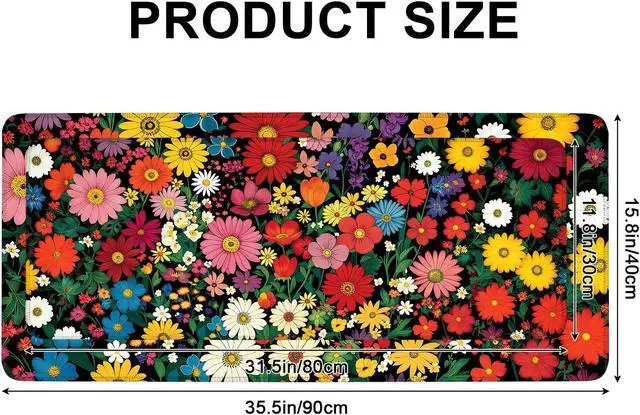 Alt view image 2 of 7 - Mouse Pad, Large Anti-Slip with Stitched Edges Desk Mat Desktop Laptop Computer Desk Keyboard Mat,Table Protector Blotter Mat (Flower, 31.5" x 11.8")