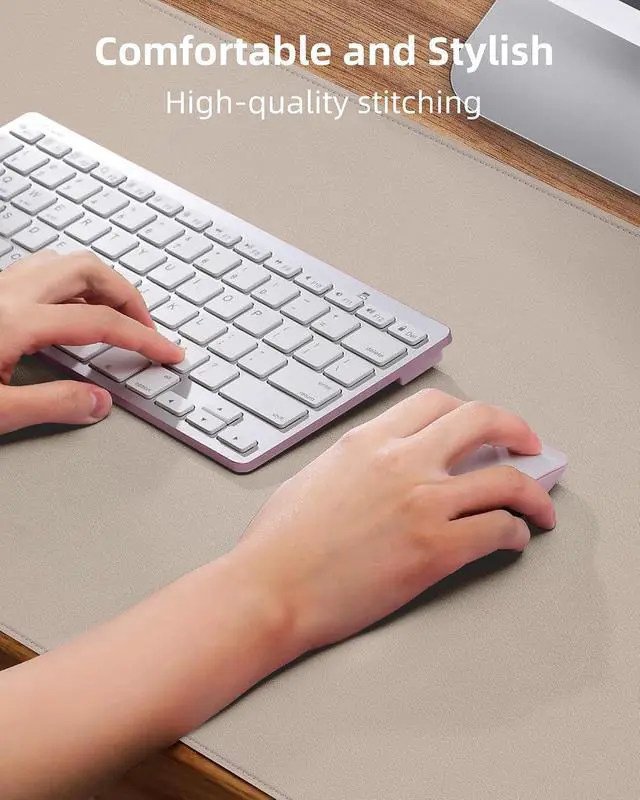Alt view image 3 of 6 - AFIING Desk Pad Protector 23.6" x 13.7" - Non-Slip Waterproof PU Leather Desk Mat for Mouse, Keyboard, Laptop, Office and Home Workspace (Beige)