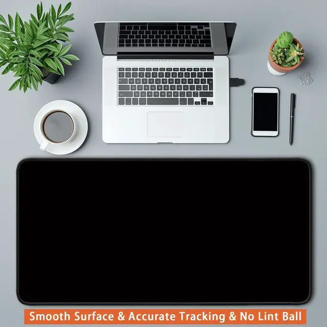 Alt view image 3 of 6 - Large Mouse Pad, Non-Slip Desk Pad, Black, 24x12 inch
