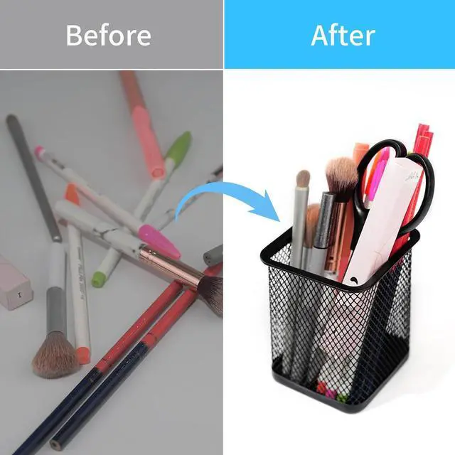 Alt view image 3 of 7 - HSYMQ Pen Holder for Desk, Wire Mesh Pencil Cup Holder for Desk Organizer for Office Supplies