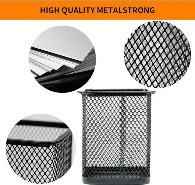 Alt view image 4 of 7 - HSYMQ Pen Holder for Desk, Wire Mesh Pencil Cup Holder for Desk Organizer for Office Supplies