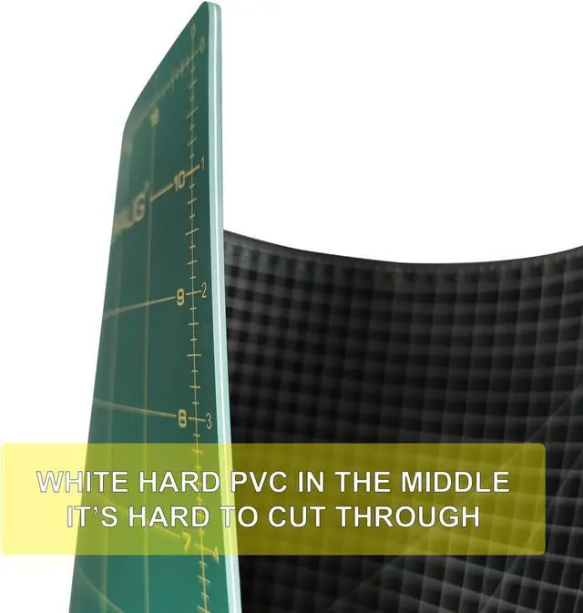 Alt view image 4 of 7 - NEWBRAUG 9'' × 12'' Professional Self Healing Cutting Double Sided 5-Ply Mat, Best Gridded Rotary Cutting Board for Quilting, Sewing, Craft, Fabric & Scrapbooking (Green/Black)