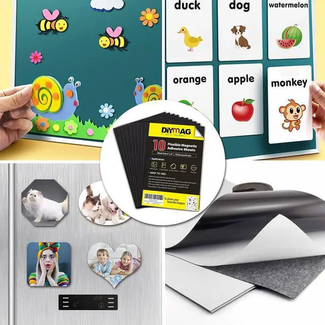 Alt view image 7 of 7 - DIYMAG Magnetic Adhesive Sheets,4" x 6" 10 Pack Flexible Magnets for Craft
