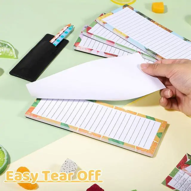 Alt view image 3 of 7 - Thboxes 4 Pack Magnetic Note Pad for Fridge with Pen Holder, Totally 200 Sheets Grocery List Magnet Pad for Refrigerator Magnetic Shopping List PadFruit Design