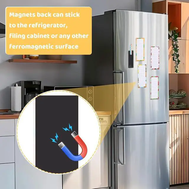 Alt view image 5 of 7 - Thboxes 4 Pack Magnetic Note Pad for Fridge with Pen Holder, Totally 200 Sheets Grocery List Magnet Pad for Refrigerator Magnetic Shopping List PadFruit Design