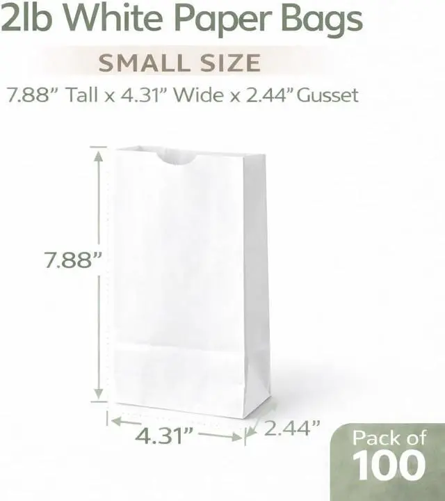 Alt view image 2 of 7 - Perfect Stix 2lb White Kraft Paper Bags- Pack of 100ct