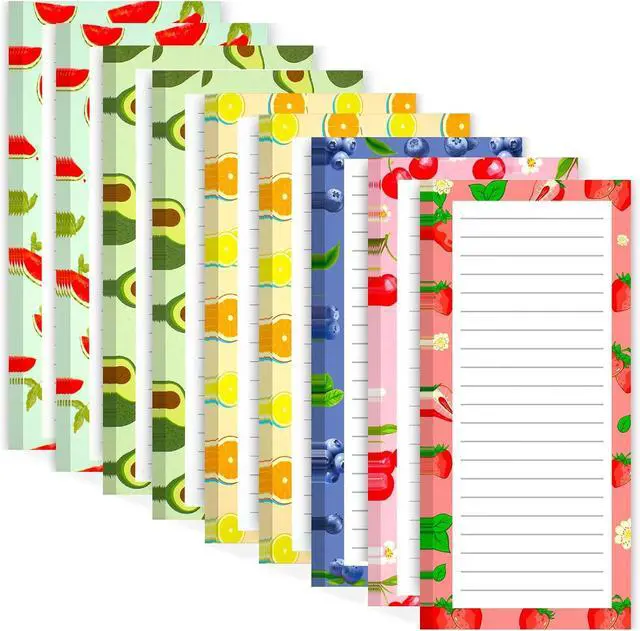 Main image of Joyberg 9 Pack Magnetic Notepads for Refrigerator, Magnetic Notepads for Refrigerator, Fruit Design Grocery List Pad for Fridge, Full Magnet Back Shopping Lists, 25 Sheets Per Note Pads