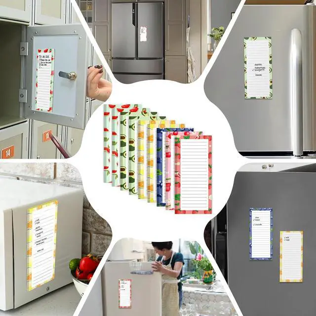 Alt view image 7 of 7 - Joyberg 9 Pack Magnetic Notepads for Refrigerator, Magnetic Notepads for Refrigerator, Fruit Design Grocery List Pad for Fridge, Full Magnet Back Shopping Lists, 25 Sheets Per Note Pads